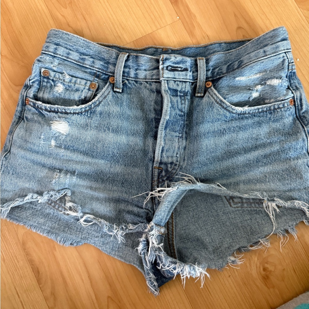 Levi's Blue Distressed Jean Shorts